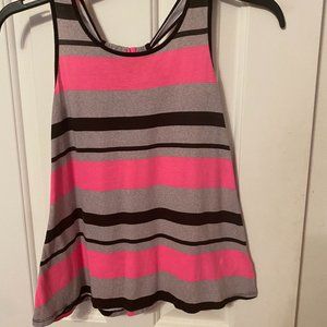 Total Girl striped pink/black/gray sleeveless racerback top sz 8